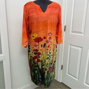 Vibrant Floral Print Dress Size XL